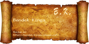 Bendek Kinga névjegykártya